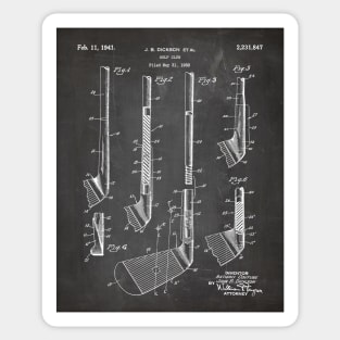 Golf Club Patent - Golfing Fan Home Office Art - Black Chalkboard Sticker